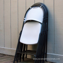 Metal frame white plastic folding chair for events